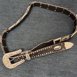 Studded Black Belt with Silver Bling Black Accents L or XL